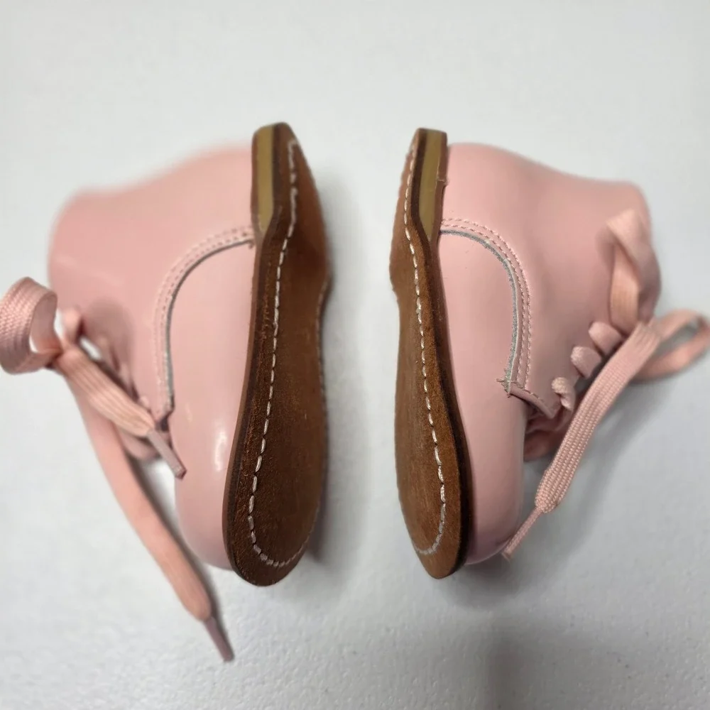 Casso Walker Pink Patent Leather Lace Up Boots Kids Size 3.5 0441501-3